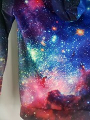 Hoodie Colorful Galaxy Blue/Green SPACE Stretch Athletic Gym Sweatshirt Sz XL