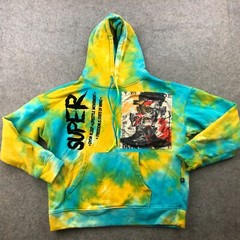 Kleep Hoodie Mens Medium Tie Dye Spell Out Graphic Super Spell Out
