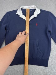 Polo Ralph Lauren Sweatshirt Mens XS Blue Rugby Pullover Kangaroo Pocket Pony