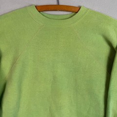VTG 60s Sweatshirt M Green Blank Cotton Paint Marbled Fade Distressed Collegiate
