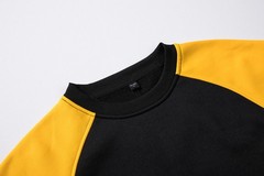 Pullover Sweatshirt Long Sleeve Color Block Raglan Sleeve Yellow Black