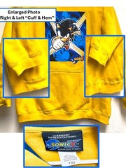 VINTAGE 2004 SONIC X SONIC THE HEDGEHOG YELLOW HOODIE KIDS SZ 7-L HAT PIN INCL.
