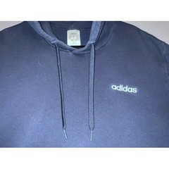 Adidas Mens Essentials Hoodie Navy Blue Fleece Pullover Sweatshirt XL