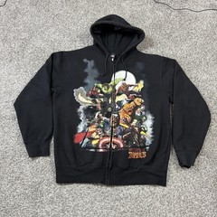 Vintage Marvel Mad Engine Comics Superhero Marvel Zombies Hoodie Zip Up Size 2XL