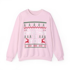 Christmas Sweatshirt Holiday Apparel Pullover, Embroidered Detail (Cotton-Poly