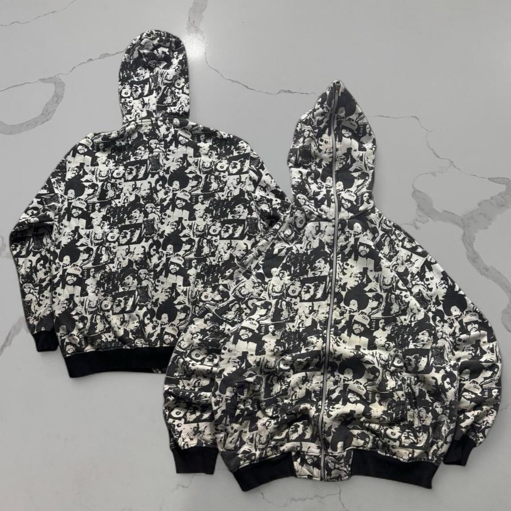 Vintage Y2K CLH Full Zip Hoodie 2XL XL AOP Hip Hop Baggy All Over Print Zipup