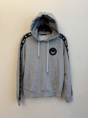 GXG X PoPaganda Men’s Sweat Shirt Sz S Gray Hooded Kangaroo Pockets Patches