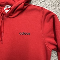 Adidas Hoodie Mens Medium Red Basic Long Sleeve Minimalist Logo Drawstring