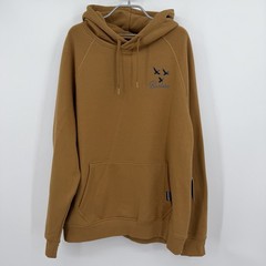 BURLEBO Men’s Midweight Fleece Hoodie Sweatshirt L Light Brown Duck Hunting Dog