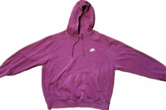 NIKE Hoodie Mens L Large Sweatshirt Dark Plum Embroider Swoosh Logo Spellout VTG