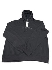 DKNY Hoodie Mens Larger Black Fleece Long Sleeves Hooded Sweatshirt Pullover NWT