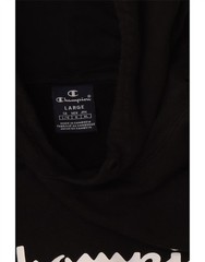 CHAMPION Mens Graphic Hoodie Jumper Large Black Cotton QJ01