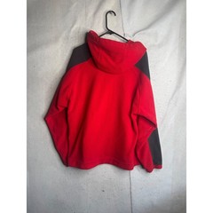 The North Face Mens Fleece Hoodie Red Charcoal Grey Colorblock Pullover Large
