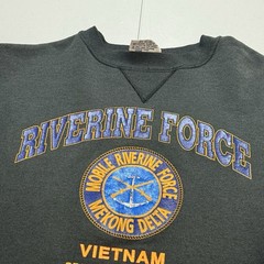 VINTAGE Riverine Force Sweatshirt Men XL Charcoal Vietnam Mekong Delta Hanes USA