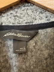 Eddie Bauer Radiator Fleece Snap Pullover Gray White Large Hiking Walking Travel