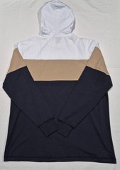 Kenneth Cole New York Long Sleeve Hoodie Shirt – White/Navy/Brown Core Spring