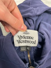 Vivienne Westwood Hoodie Logo Orb Zip Up Y2K Men SZ XL Blue