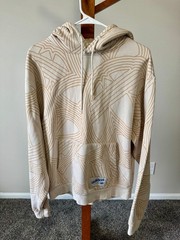 Men’s Adidas Original Athletic Club Allover Print Hoodie Cream/Tan Size M