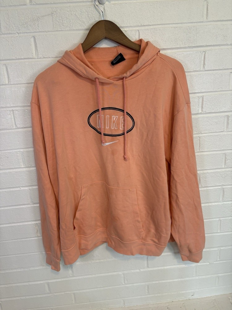 Light Orange Nike Hoodie With Oval Logo Size XL Made In Vietnam