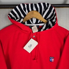 VTG NAUTICA TEAM USA New 1/4 Button Hoodie Mens Sz Large Red Sweatshirt Hooded