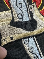 Sapphire Lounge Embroidered Hoodie Men’s L Pullover Flame Gamble Cards Knifes