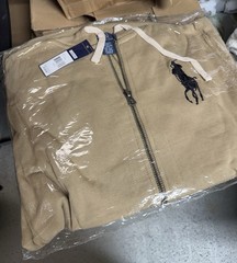 Polo Ralph Lauren Beige Full Zip Fleece Hoodie Big Pony Logo Men’s XXXL