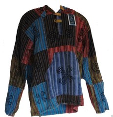 Fair Trade Mens Nepal Hippy Patchwork Cotton Hooded Top Shirt Hoody S M L XL XXL