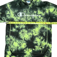 Champion Green Tie Dye Hoodie Youth Large Fleece Pullover Streetwear
