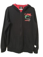 Quiksilver Black Hoodie Red & Green Graphic Logo Men’s Size Medium Very Nice