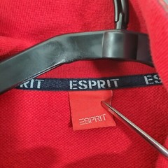 Esprit Sweatshirt Mens Medium Red Mock Neck Full Zip Long Sleeve Graphic Casual