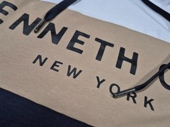 Kenneth Cole New York Long Sleeve Hoodie Shirt – White/Navy/Brown Core Spring