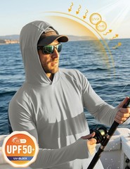 Men’s UPF50+ Sun Protection UV Block Shirts Outdoor Fishing Performance Hoodies