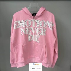HIP HOP RHINESTONE EMOTION HOODED HOODIE CARDIGAN ZIP HIGH STREET SWEATSHIRT TOP