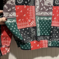 GAP Heavyweight Oversized Crew Sweatshirt Patchwork Bandanna Print Mens Large