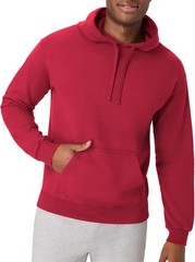 Men’s No Closure Hoodie Long Sleeve Hooded Neck Crimson Fall Daily Wear Cotton