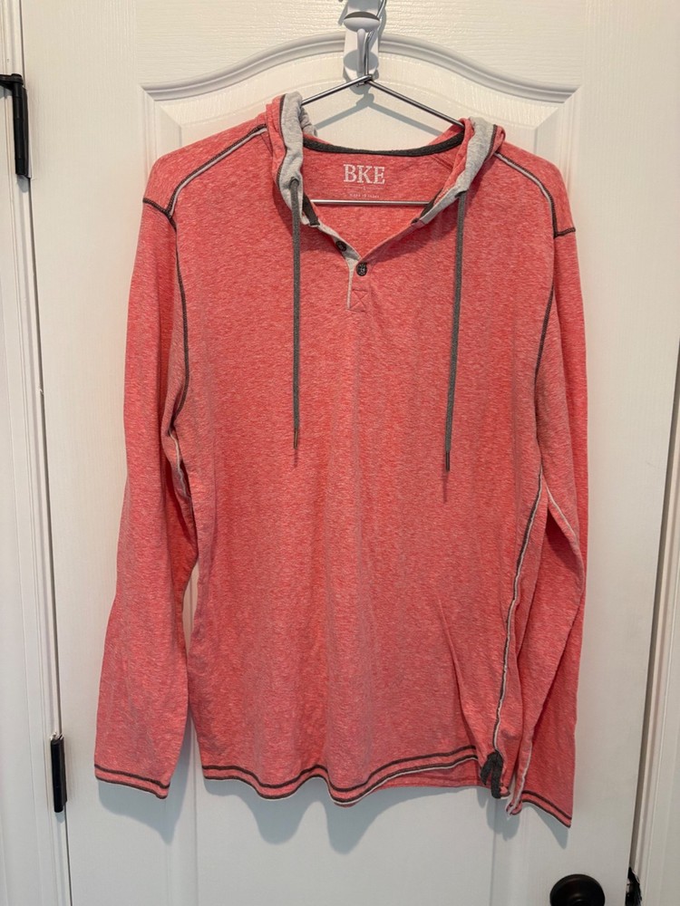 BKE Men’s Hoodie Long Sleeve Size L Coral Red