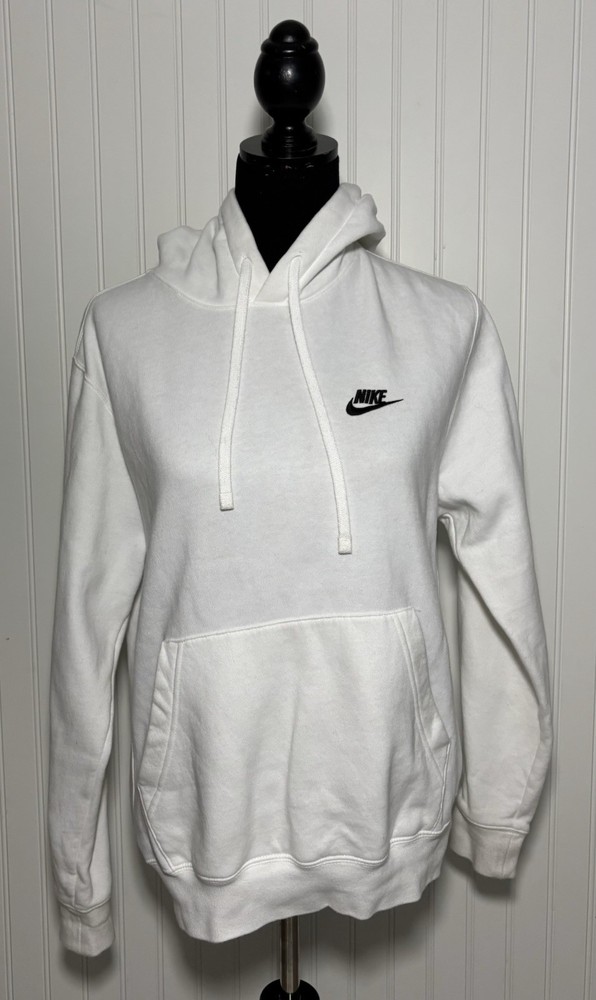 Nike Hoodie Fleece White Men’s Size Small Kangaroo Pockets Sweatshirt Athletic