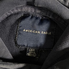 American Eagle Mens Colorblock Stripe Hoodie Navy Blue White Red Size Large