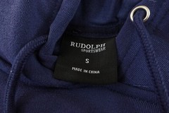 Rudolph Sportswear Mens Size Small Navy Blue Fleece Pocketed Pullover Hoodie NWT