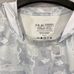Huk Fishing Hoodie Mens XXL White Blue Camo Performance Sun Shirt Long Sleeve