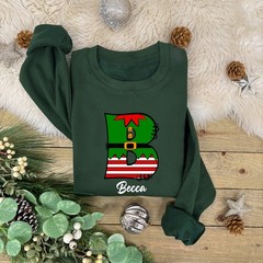 Personalised Alphabet ELF Family Christmas Jumper | Xmas Sweatshirt | Novelty