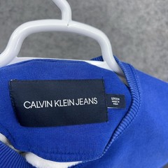 Calvin Klein Jeans Sweatshirt Mens Small Blue White Colorblock Logo Fleece