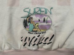 Hobie Juniors Teens XS Pink/White Striped Surf Graphic Logo Crewneck Pullover
