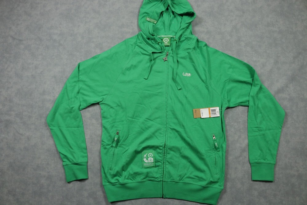 LRG Hoodie Mens Small Green Full Zip Sweatshirt Logo Pockets Cotton NWT J063001