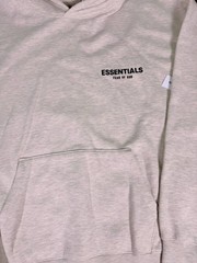 NWT Fear of God ESSENTIALS Hoodie Light Heather Oatmeal Grey Size XL –