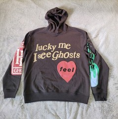 Kanye West Unisex Medium Lucky Me I See Ghosts Puff Letter Gry Hoodie Kid Kudi