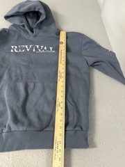 Revival Streetwear Hoodie Mens Medium Blue Graphic Pullover Sweatshirt Pocket