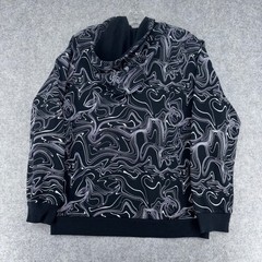 NASA Graphic Hoodie Mens Medium Black Marble Swirl Space Shuttle Retro Logo