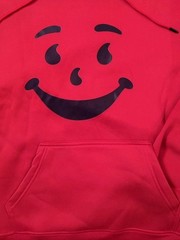 Kool-Aid Man 80s Logo Mens Large Red Hoodie Sweatshirt 46″ CHEST 28″ LONG New