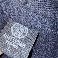 Amsterdam Designs Large Hoodie Navy Red White Half Zip Graphic Pockets
